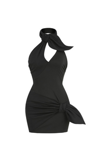 Hanne Crossover-Neck Mini Dress