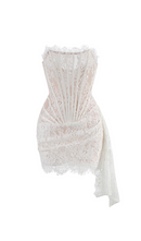 Kellie Strapless Lace Appliques Mini Dress In White