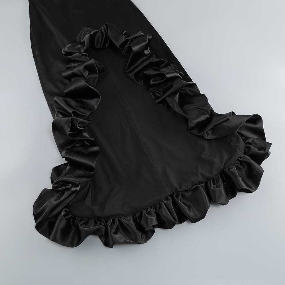 Nauova High-Low Hemline Dress In Black