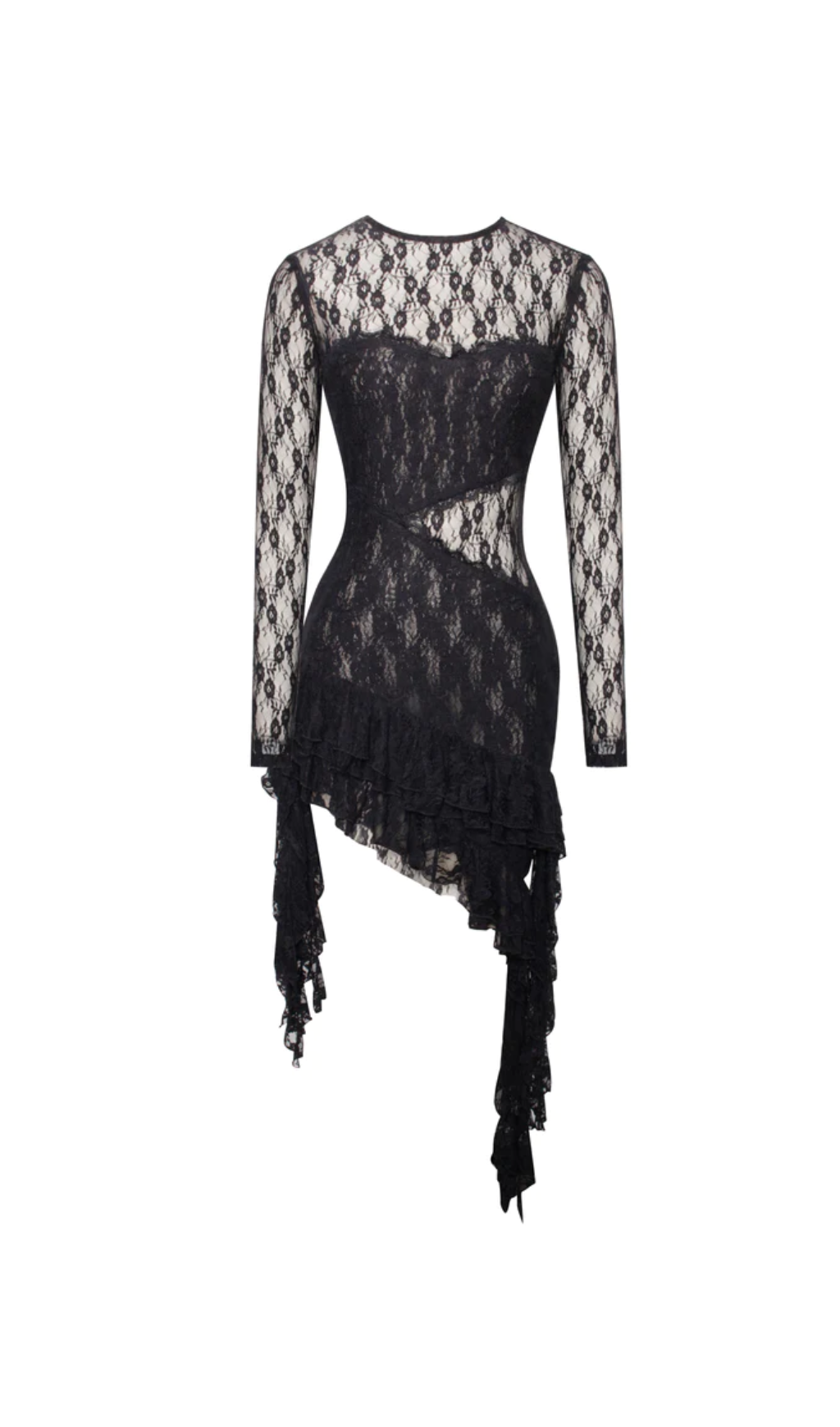 Ollie Backless Ruffle Lace Mini Dress