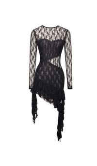 Ollie Backless Ruffle Lace Mini Dress