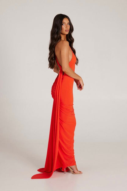 Garze Backless Maxi Dress In Tangerine
