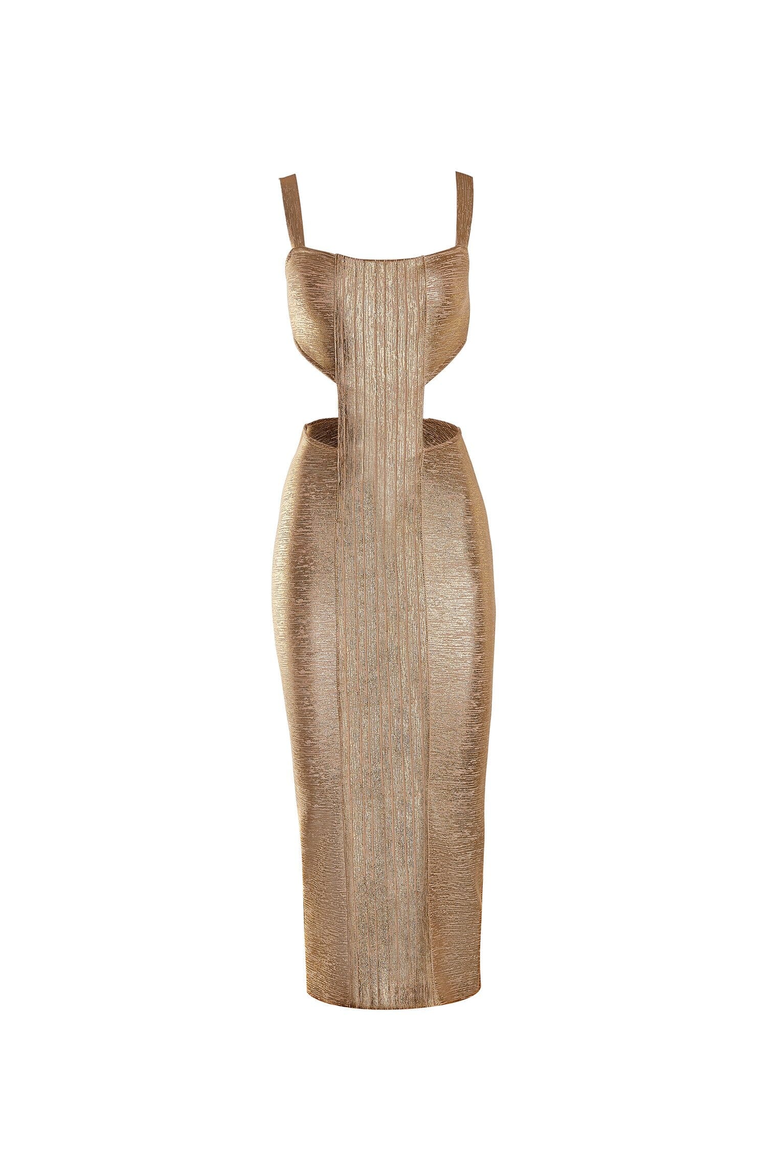 Ymmi Metallic Gold Maxi Bandage Dress
