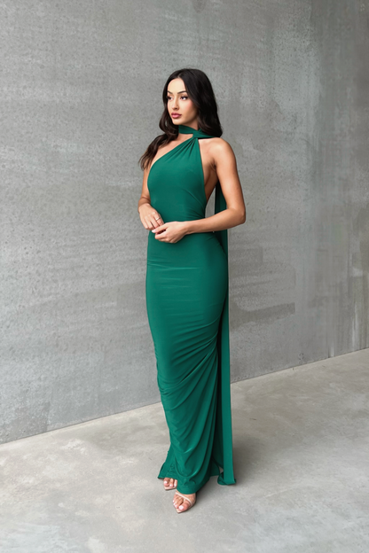 Garze Backless Maxi Dress In Emerald