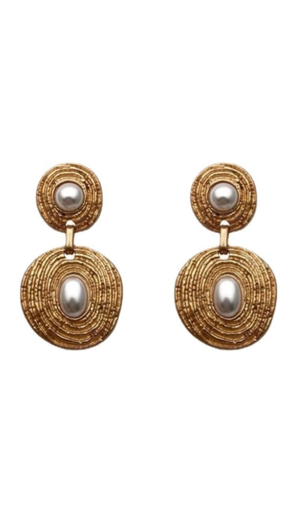 Catalina Spiral Circle Pearl Earrings