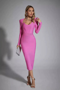 Clara Purple Long Sleeve Midi Work Dress