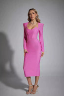 Clara Purple Long Sleeve Midi Work Dress