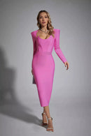 Clara Purple Long Sleeve Midi Work Dress