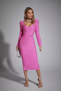 Clara Purple Long Sleeve Midi Work Dress