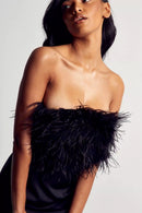 Corsetted Black Feather Dress