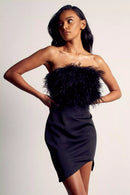 Corsetted Black Feather Dress