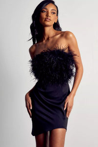 Corsetted Black Feather Dress
