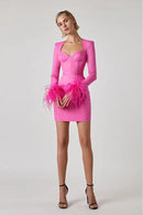 Next Pink Feather Bodycon Mini Dress