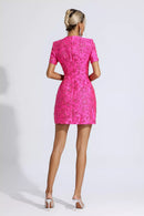 Morwa Jacquard Floral Mini Dress In Pink