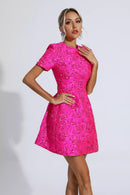 Morwa Jacquard Floral Mini Dress In Pink