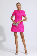 Morwa Jacquard Floral Mini Dress In Pink