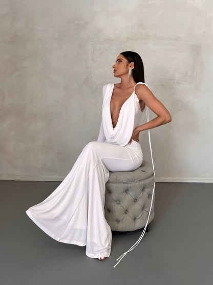 Harli One Shoulder Backless Maxi Dress In White