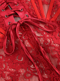 Kellie Strapless Lace Appliques Mini Dress In Red