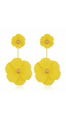 June Alloy Flower Long Earrings