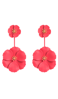 June Alloy Flower Long Earrings