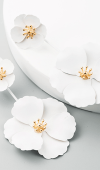 June Alloy Flower Long Earrings