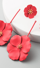 June Alloy Flower Long Earrings