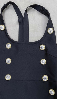 Sydney Button Embellished Bandage Dress In Black