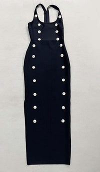 Sydney Button Embellished Bandage Dress In Black