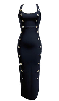 Sydney Button Embellished Bandage Dress In Black