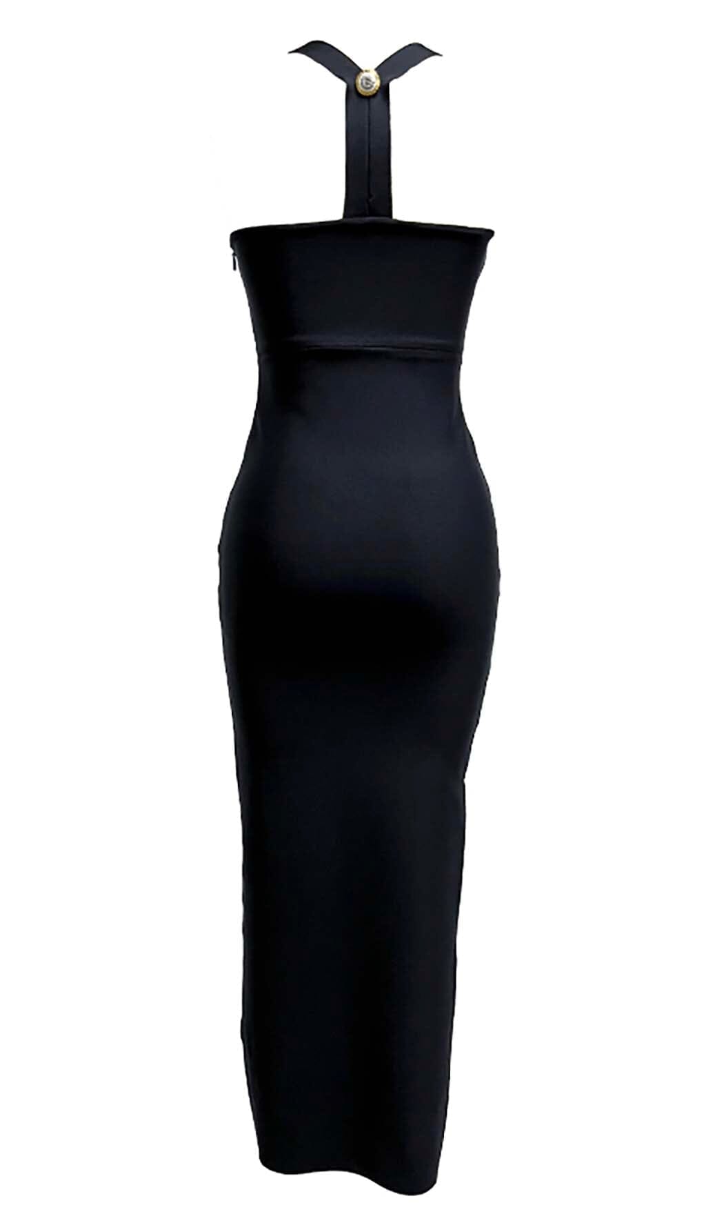 Sydney Button Embellished Bandage Dress In Black