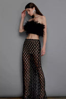 Barbara Black Feather Sequin Bandage Set In Black
