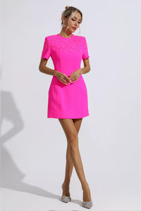 Yittel Jacquard Floral Mini Dress In Pink