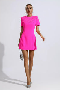 Yittel Jacquard Floral Mini Dress In Pink