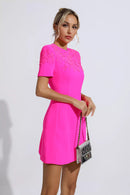 Yittel Jacquard Floral Mini Dress In Pink