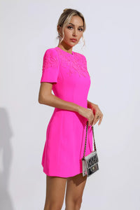 Yittel Jacquard Floral Mini Dress In Pink