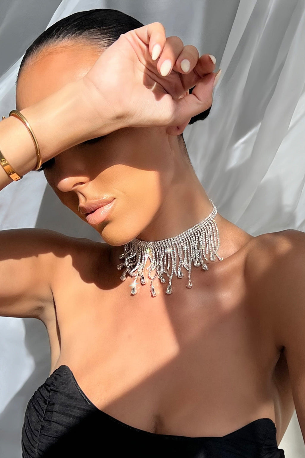 Lia Choker Diamante Tassel Necklace