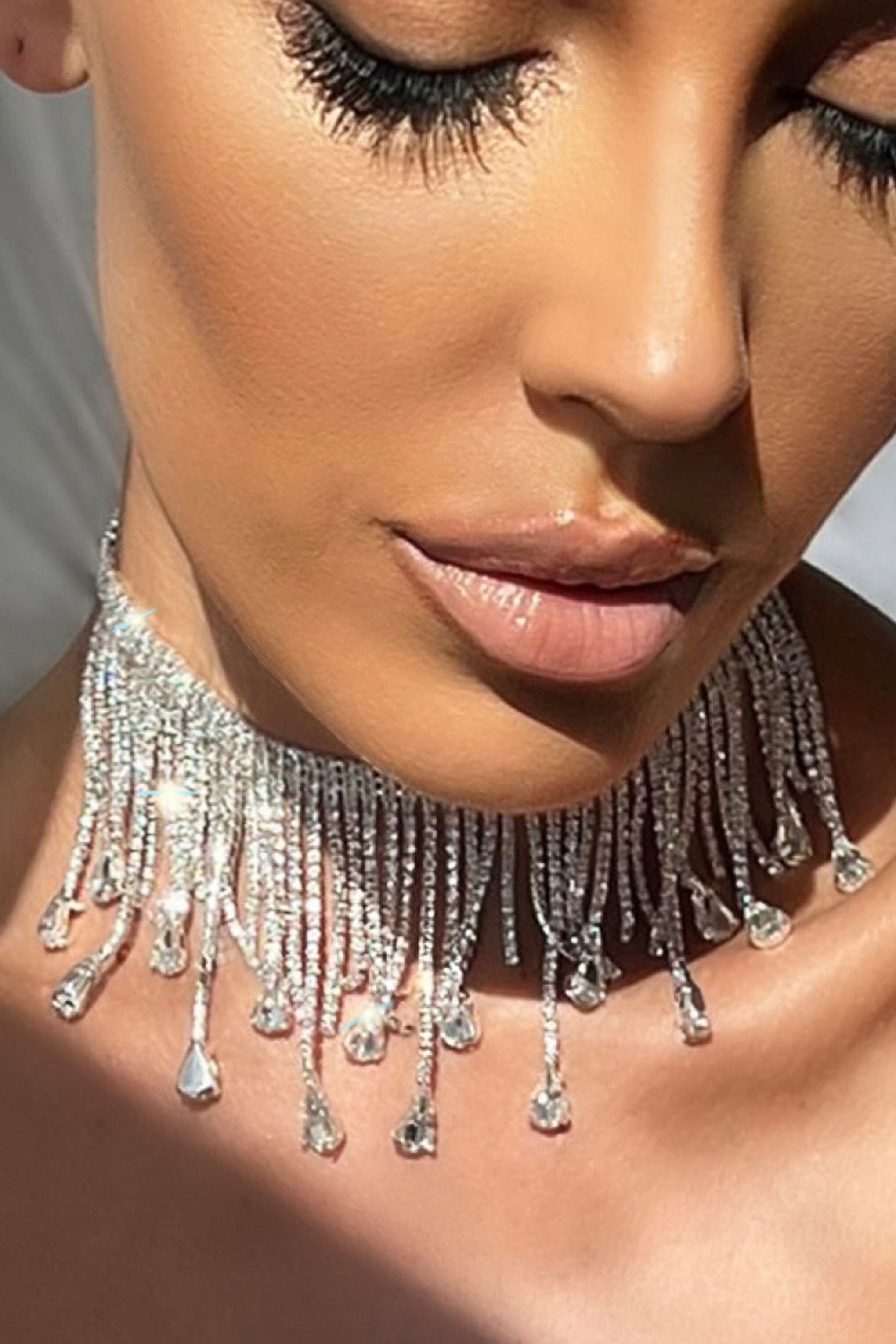 Lia Choker Diamante Tassel Necklace