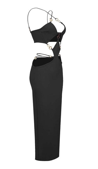 Makyah Cutout Chain Maxi Dress In Black