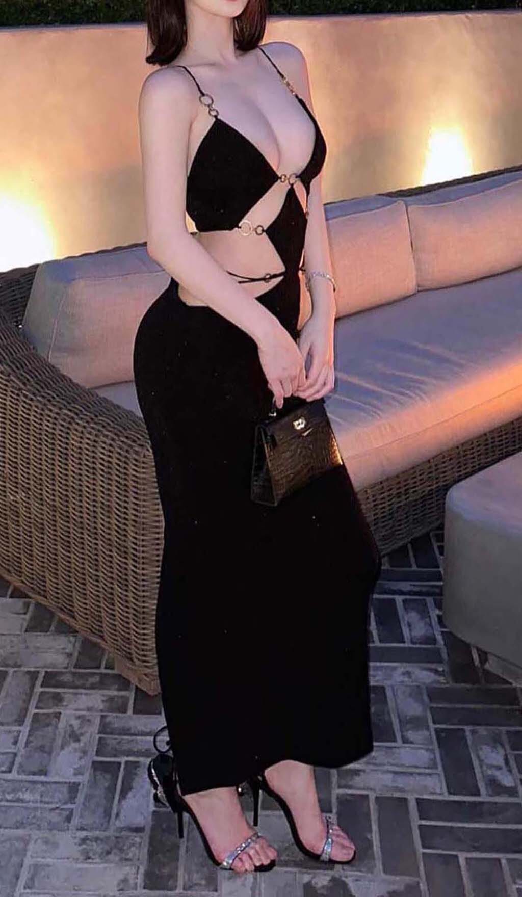 Makyah Cutout Chain Maxi Dress In Black