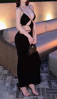 Makyah Cutout Chain Maxi Dress In Black