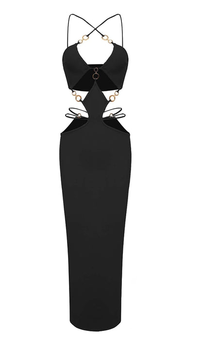 Makyah Cutout Chain Maxi Dress In Black