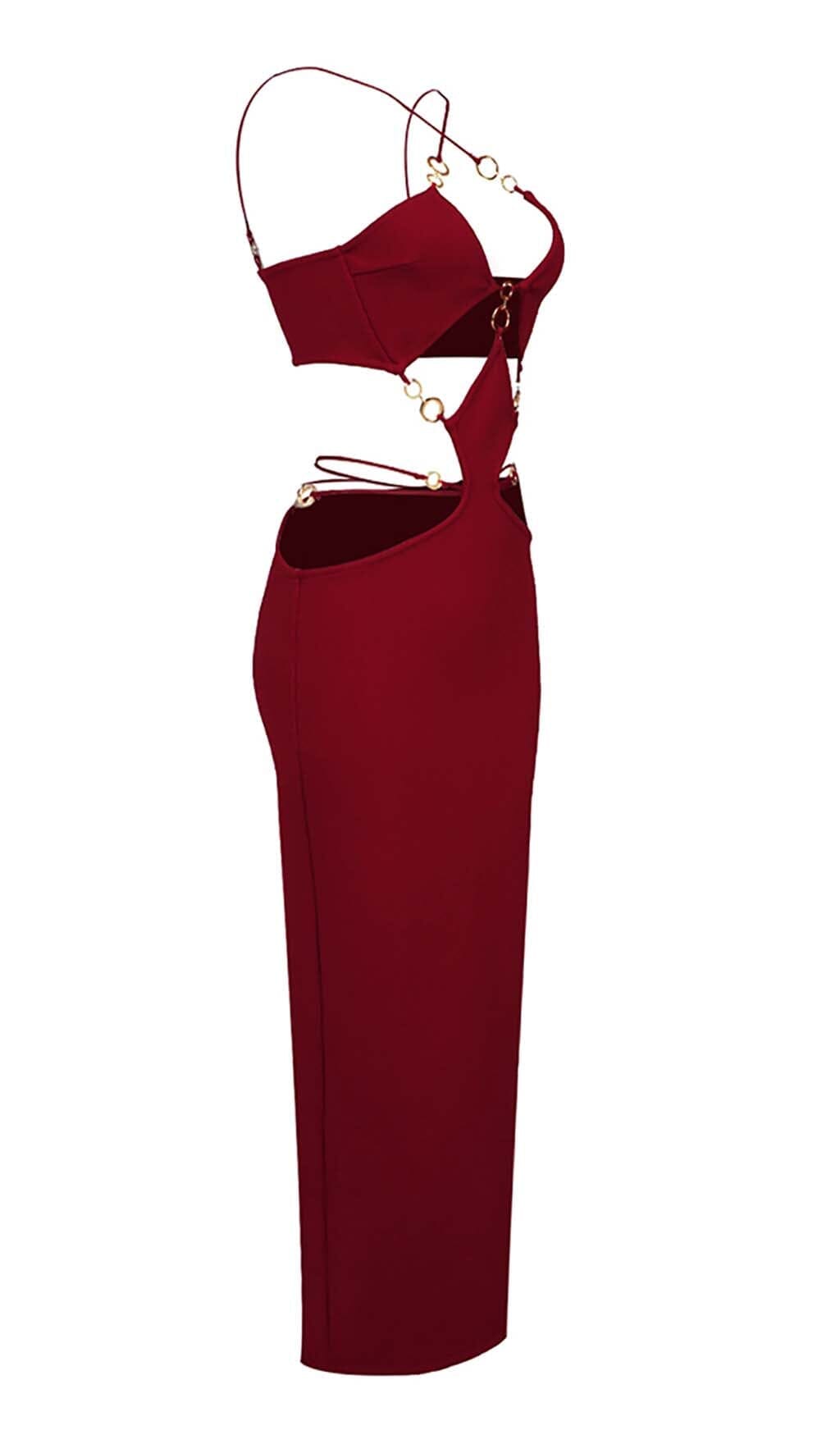 Makyah Cutout Chain Maxi Dress In Red