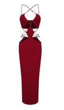 Makyah Cutout Chain Maxi Dress In Red