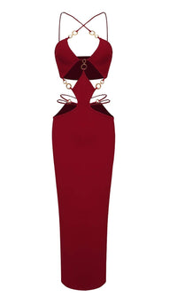 Makyah Cutout Chain Maxi Dress In Red