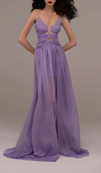 Dayzie Cutout Tulle Maxi Dress In Light Purple