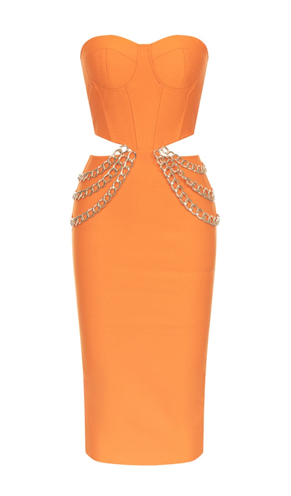 Bler Cutout Corset Midi Dress In Orange