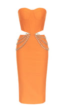 Bler Cutout Corset Midi Dress In Orange