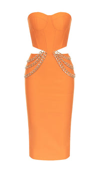 Bler Cutout Corset Midi Dress In Orange