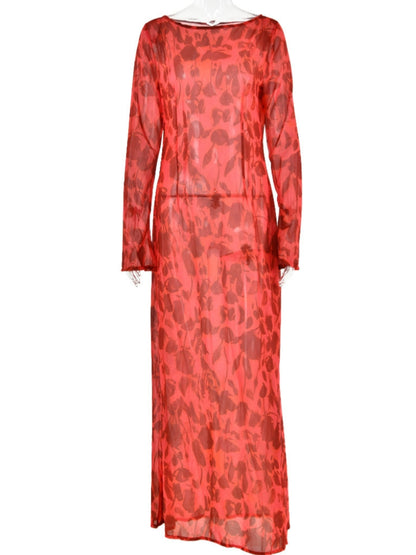 Sofia Long Sleeve Rose Printed Maxi Dress