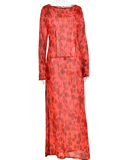 Sofia Long Sleeve Rose Printed Maxi Dress